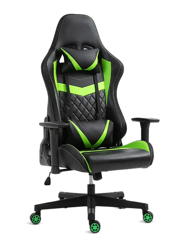 Siyah yüksek sırtlı ergonomik yarış oyun koltuğu deri yönetici ofis koltuğu 2D kol dayanağı ile 